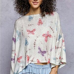 POL Butterfly Print Knit Blouse